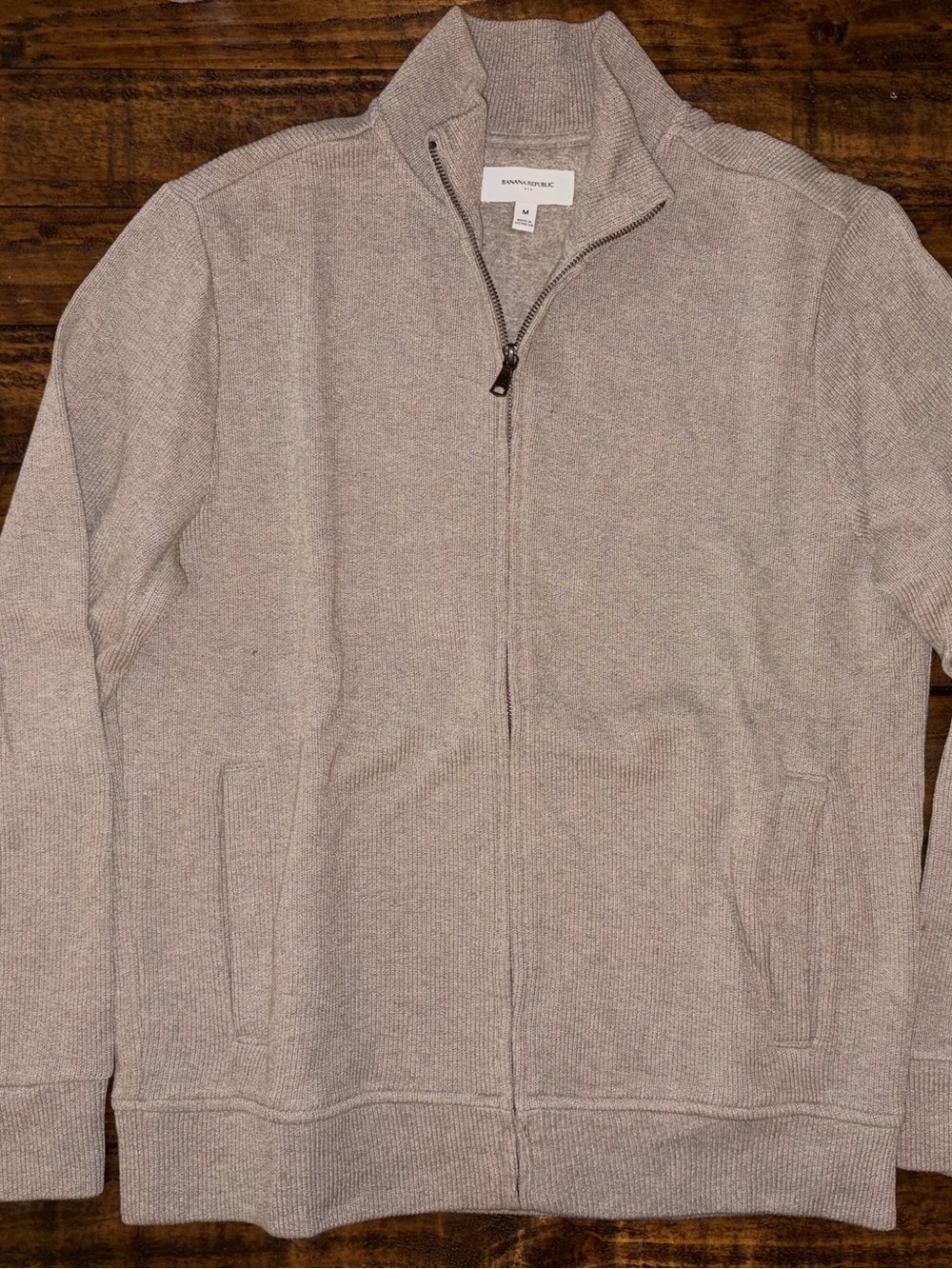 Banana Republic Light Beige Full-Zip Men's Sweater Jacket